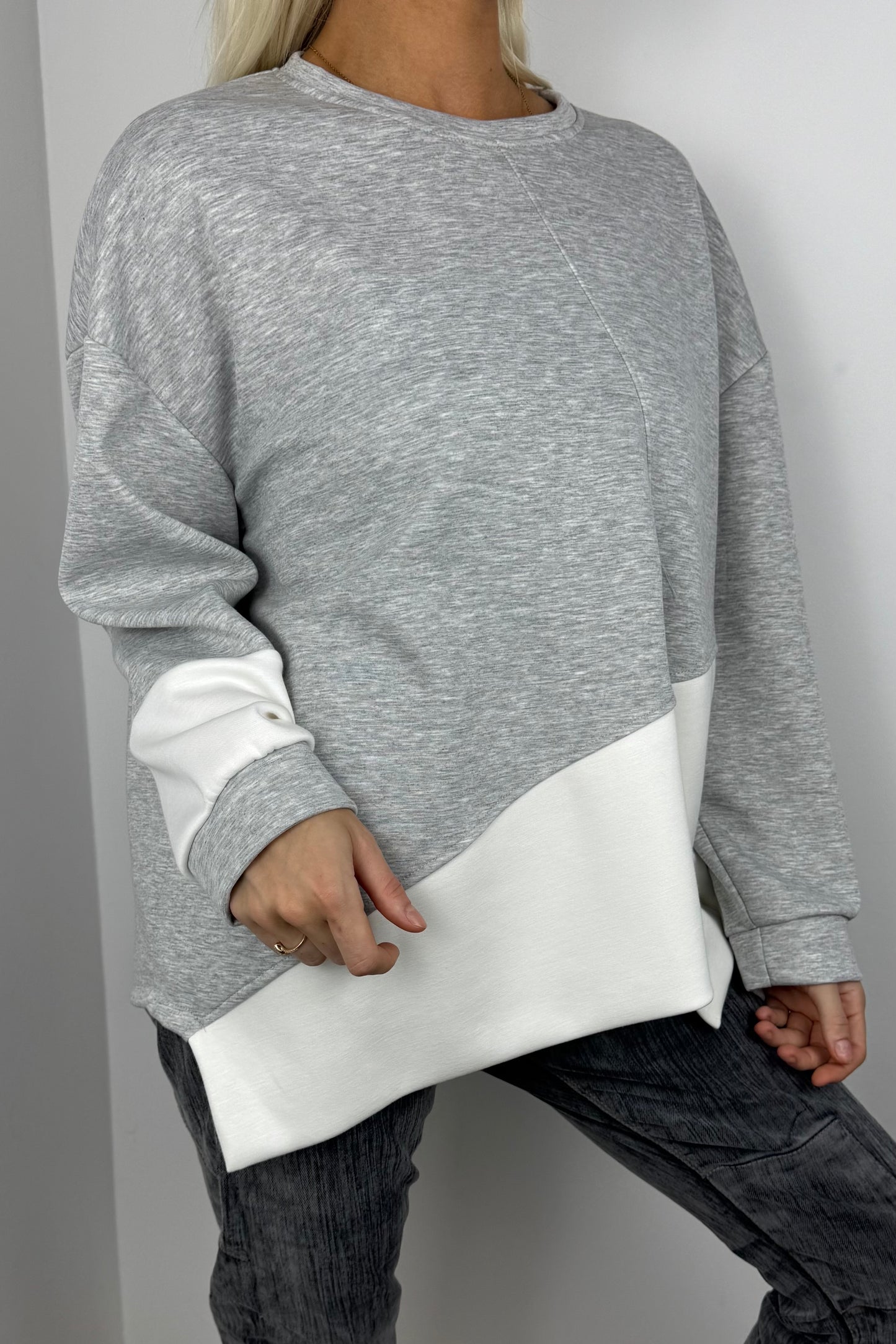 Casual Shirt mit Reißverschluss-Detail – Grau