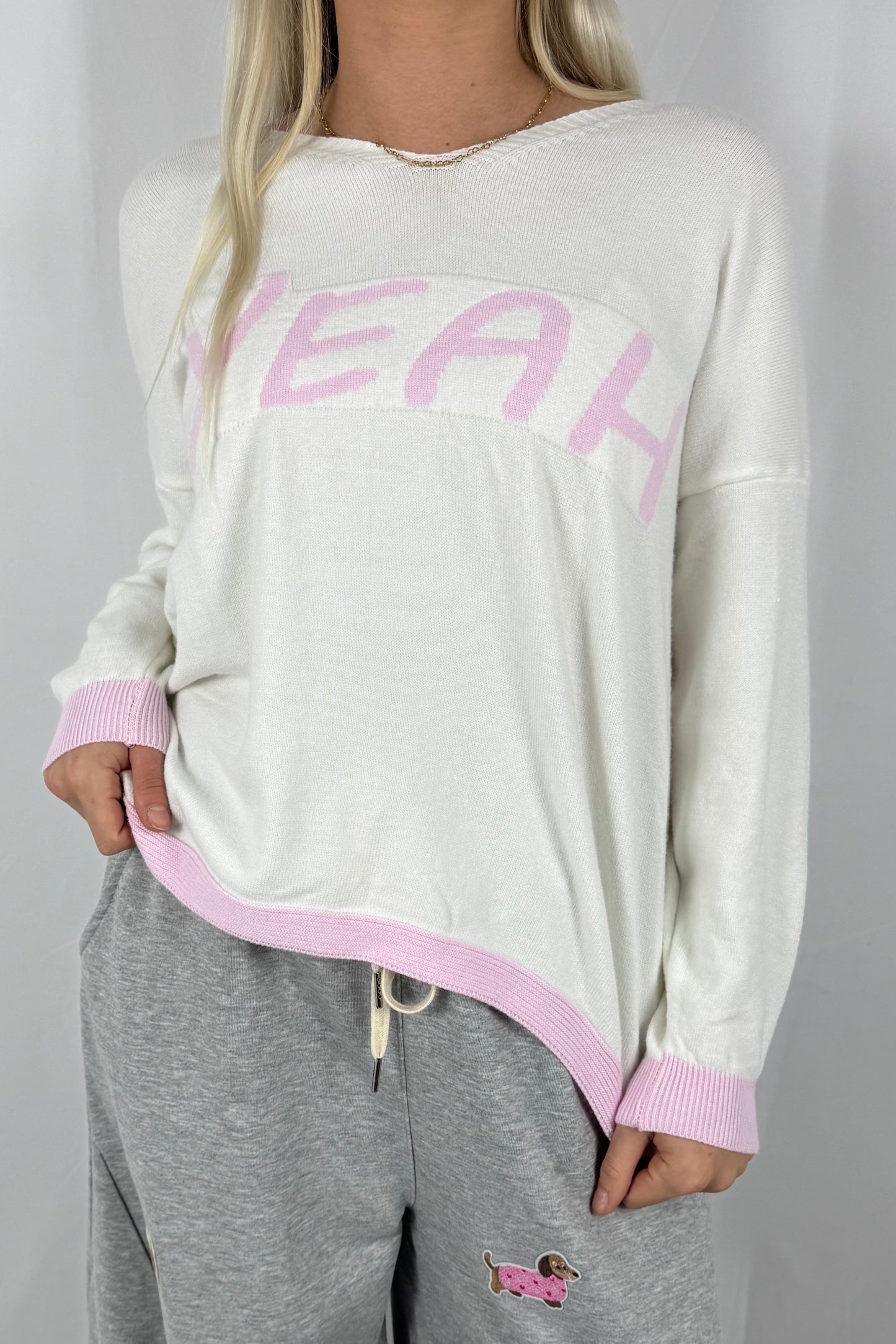 Damen Strickshirt „YEAH“-Rosa