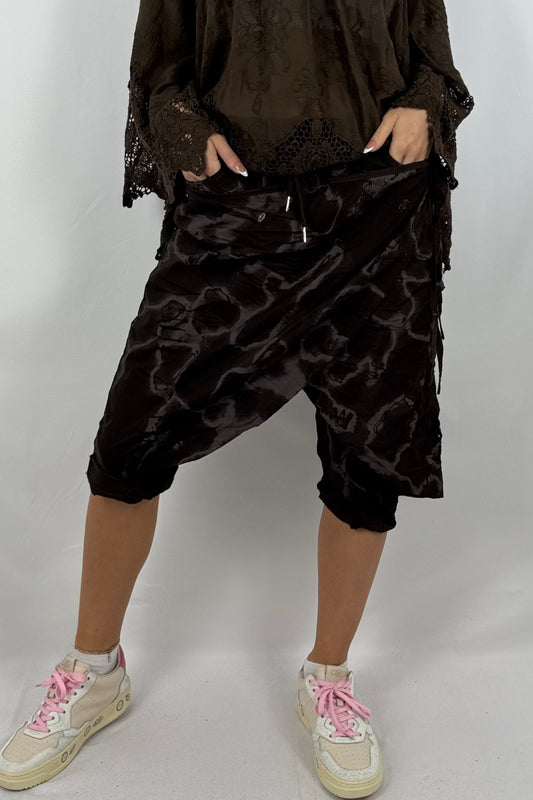 Lässige Viskose-Hose mit Taschen-Schoko