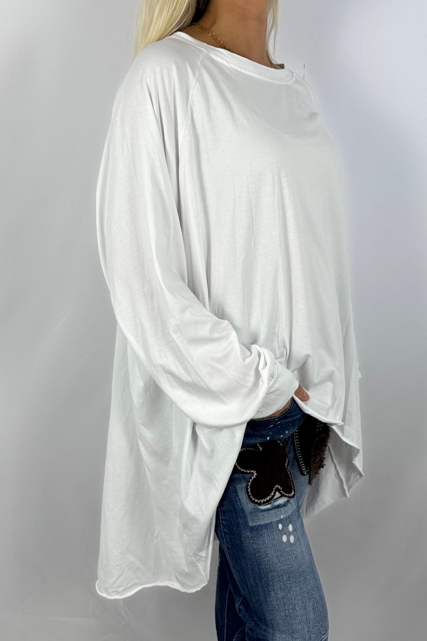 Oversize Longshirt „Wild at Heart“-Weiß