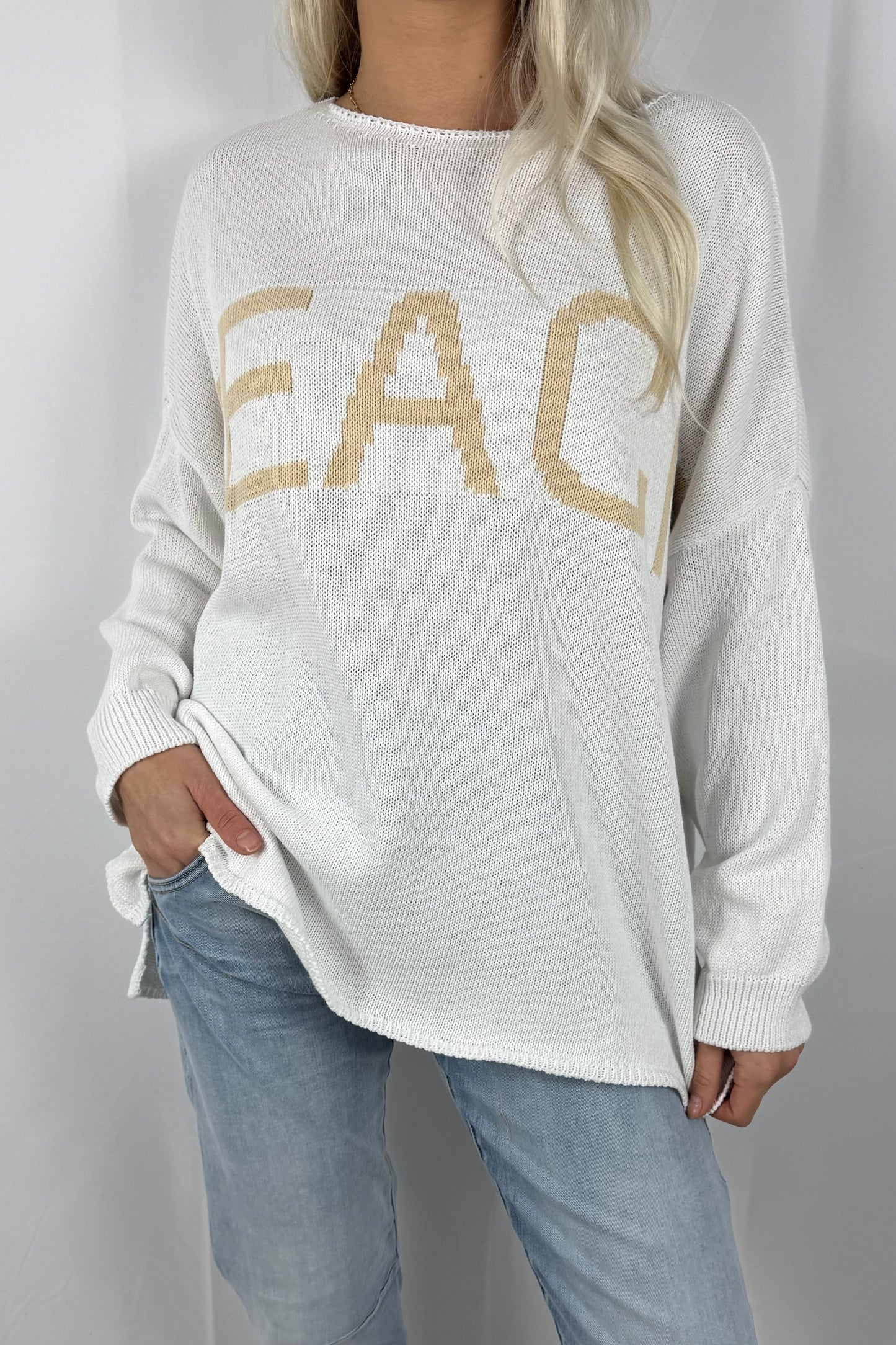 Damen Strickpullover „BEACH“ –Weiß