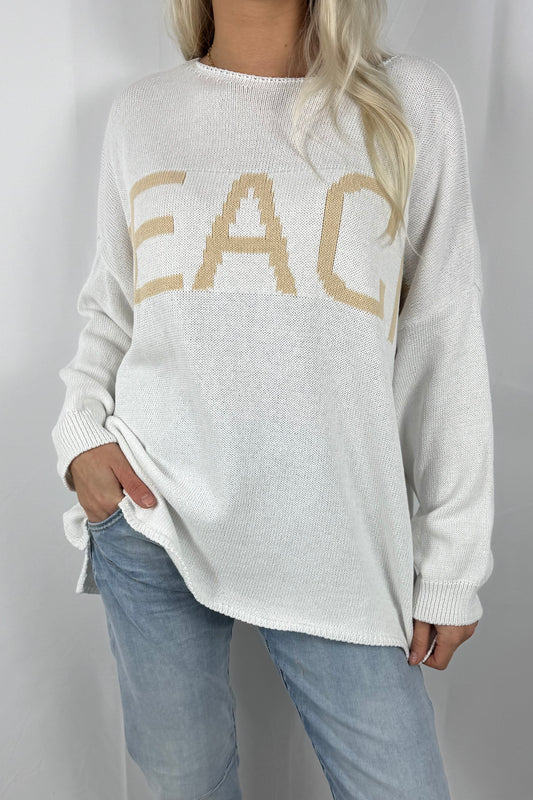 Damen Strickpullover „BEACH“ –Weiß