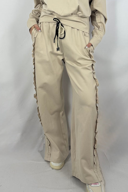Lässige Hose mit Rüschen-Details-Beige