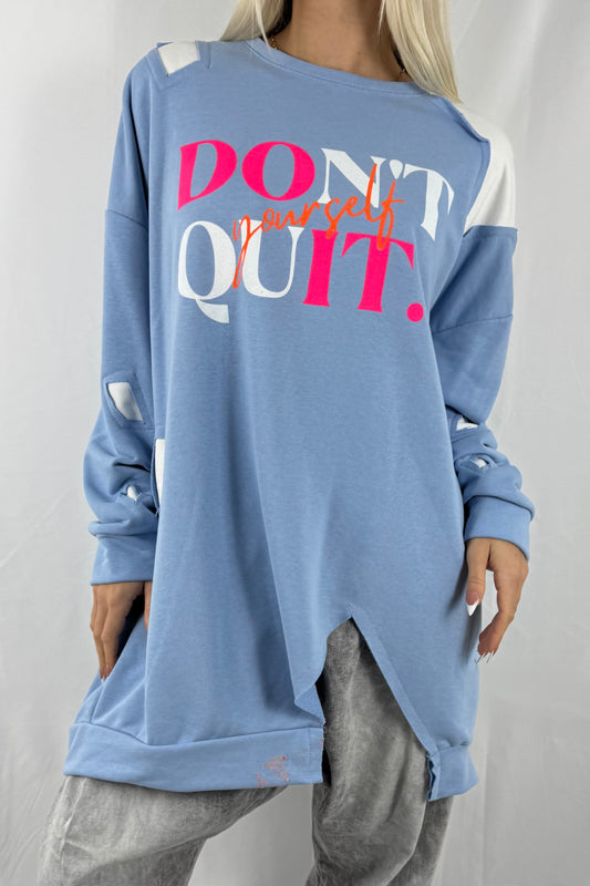 Oversize Sweatshirt mit Statement-Print –Hell Blau