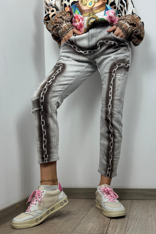 Stylische Jeans mit Ketten-Print – Slim Fit