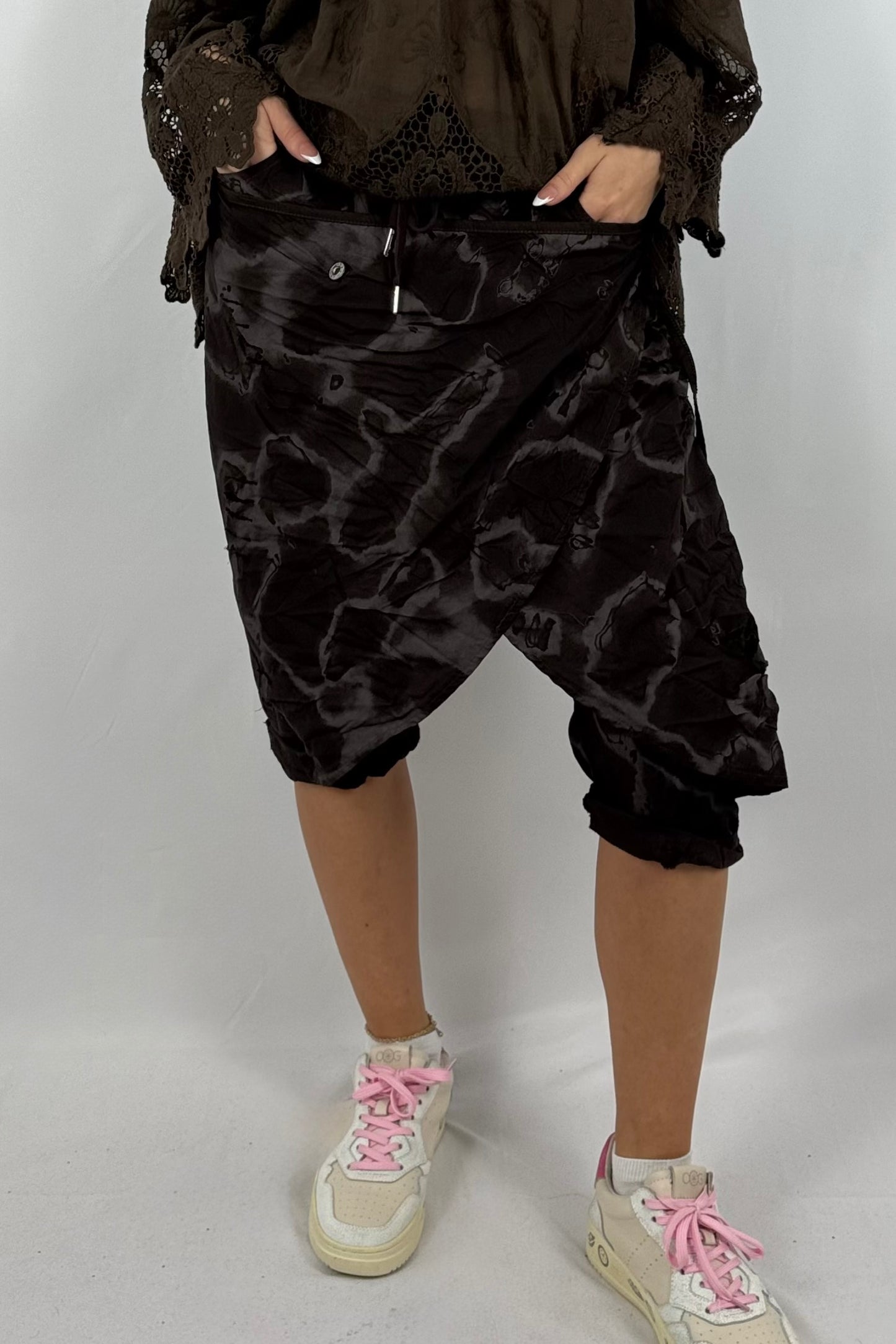 Lässige Viskose-Hose mit Taschen-Schoko