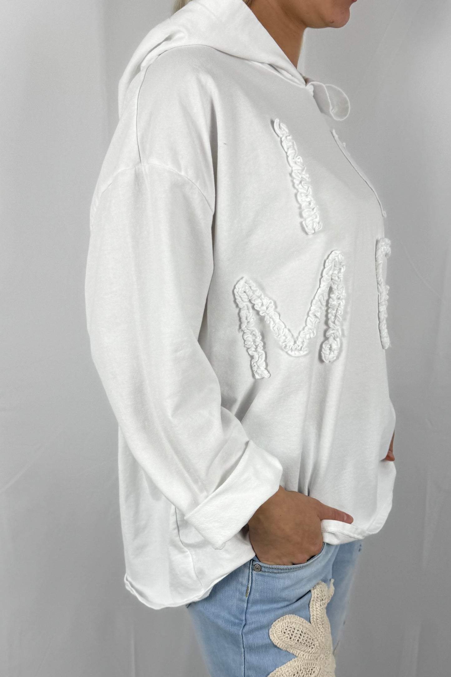 Damen Hoodie „I Love Me“ mit Schriftzug-Weiß