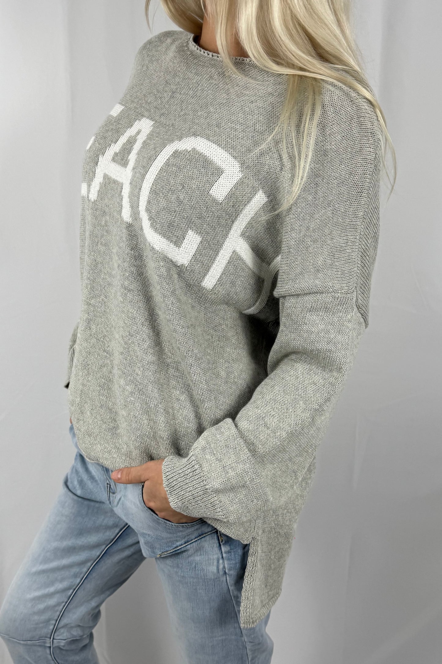 Damen Strickpullover „BEACH“ –Grau