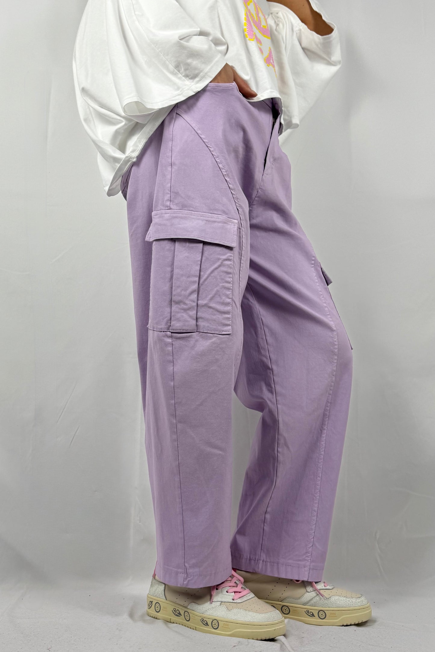 Damen Cargo Hose Oversize –Lilla