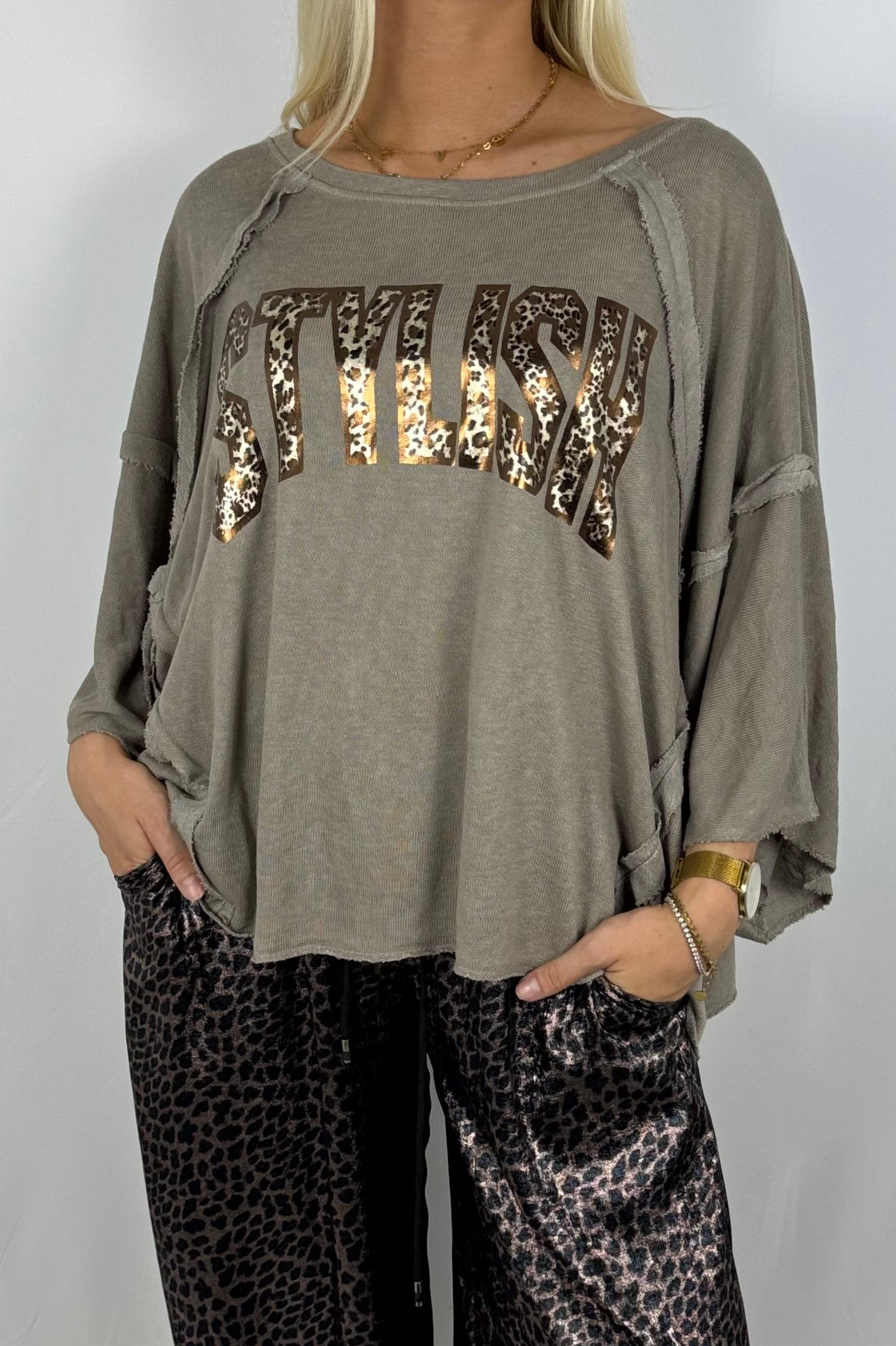 Oversize Shirt „STYLISH“ – Mud