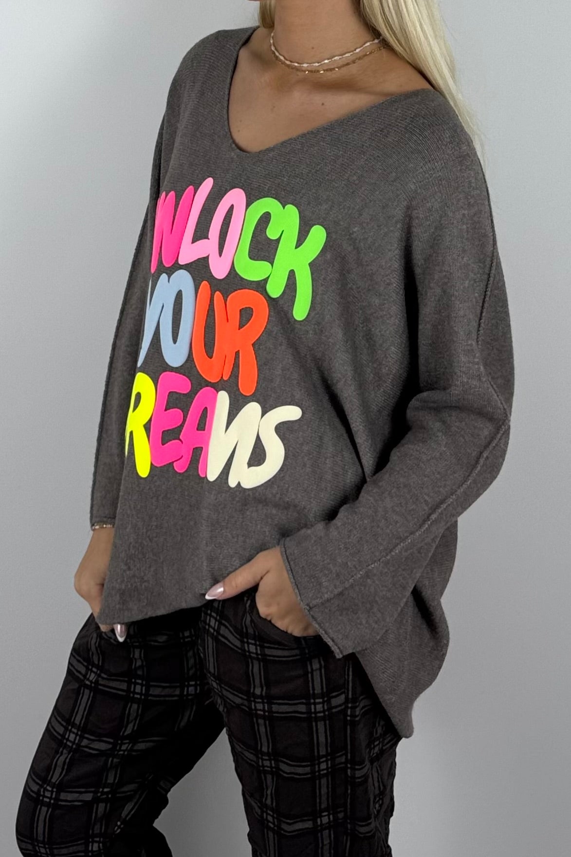 Damen Oversize-Sweatshirt mit Statement-Print-Mud