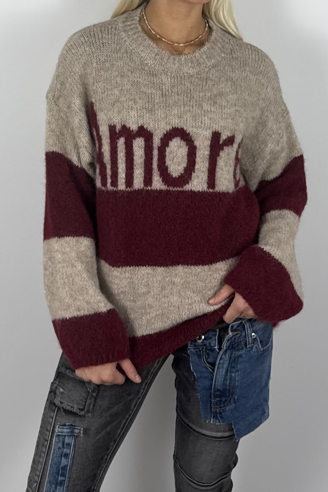 Damen Strickpullover „Amore“ –Bordeaux
