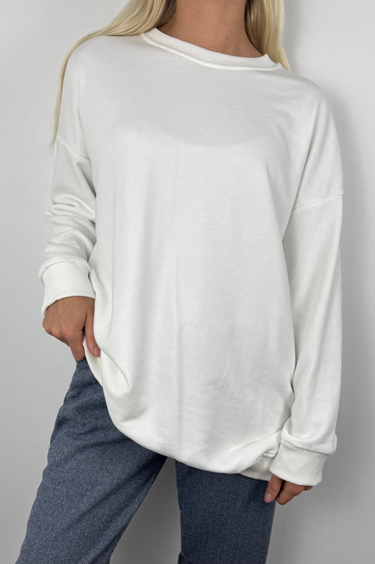 Oversized Sweatshirt mit Statement-Stickerei-Weiß