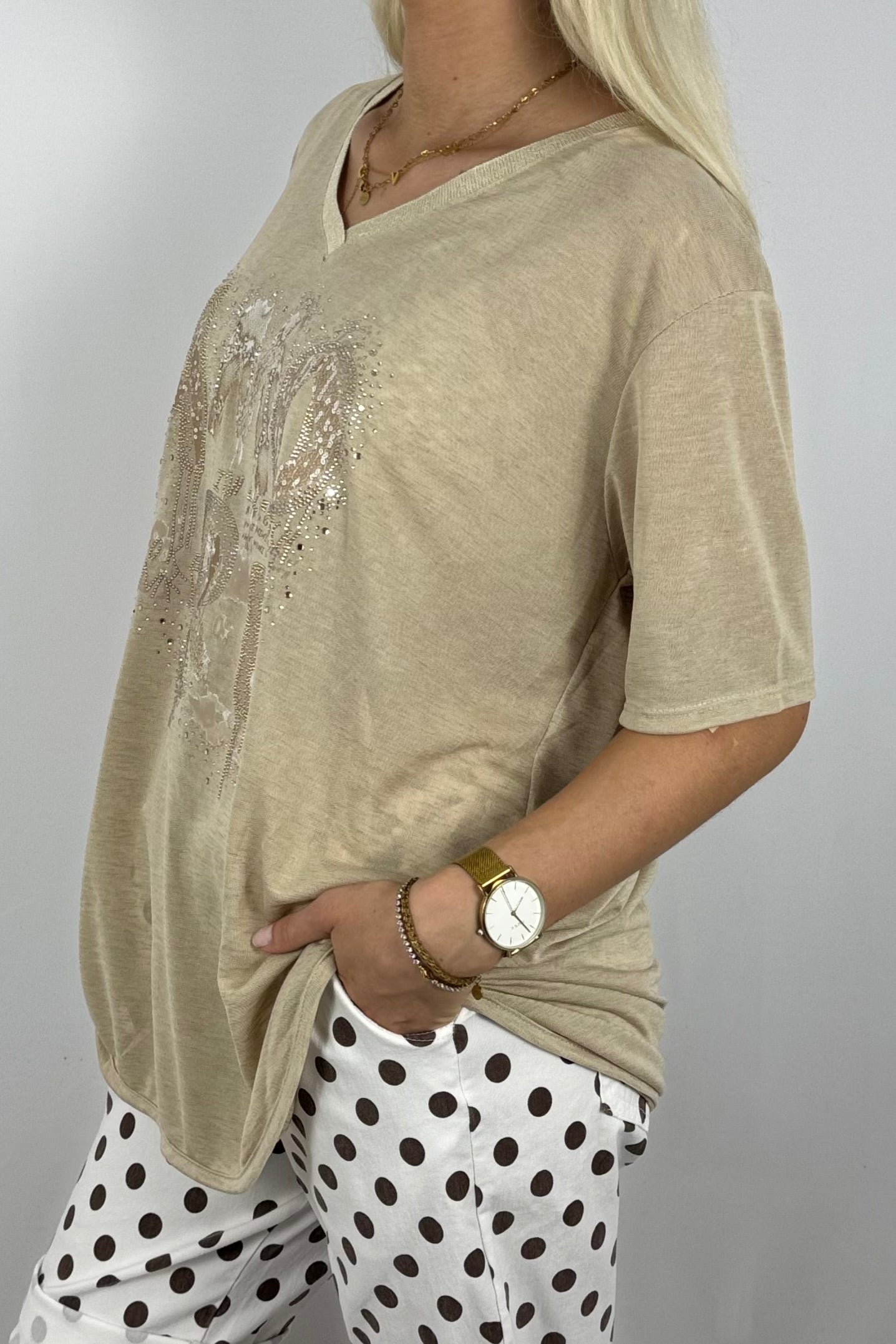 Shirt „AMORE“ mit Glitzer-Print-Safari