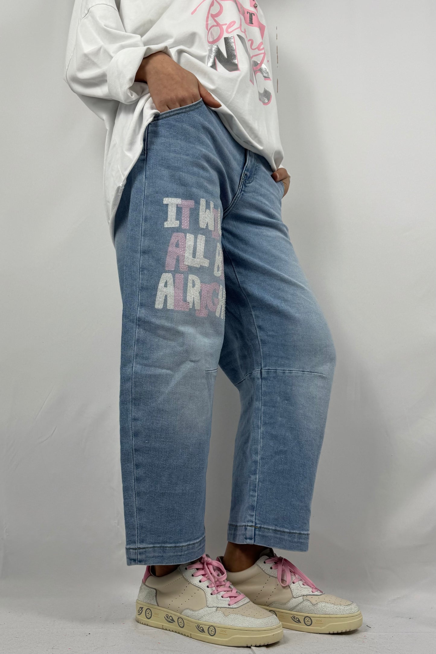 Damen Jeans mit Print IT WILL ALL BE ALRIGHT