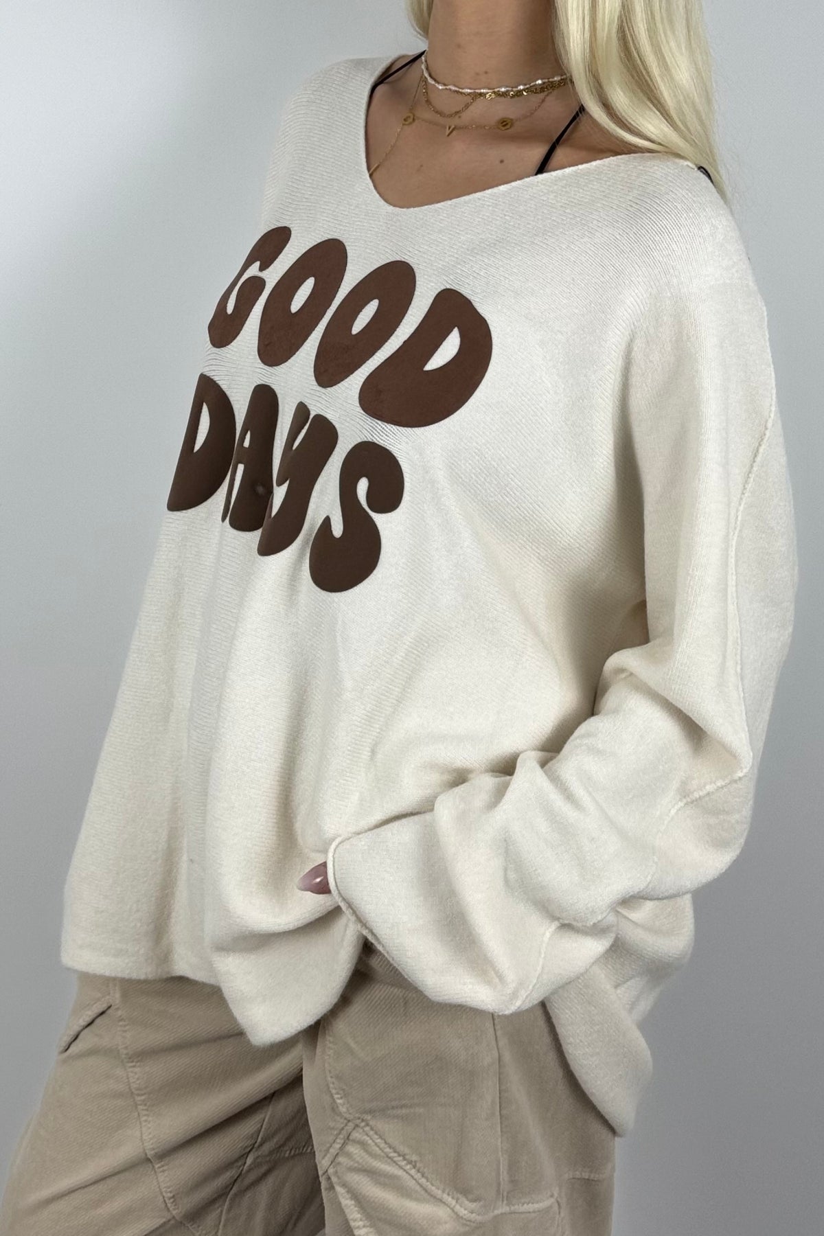 GOOD DAYS Shirt / Feinstrick-Pullover- Weiß