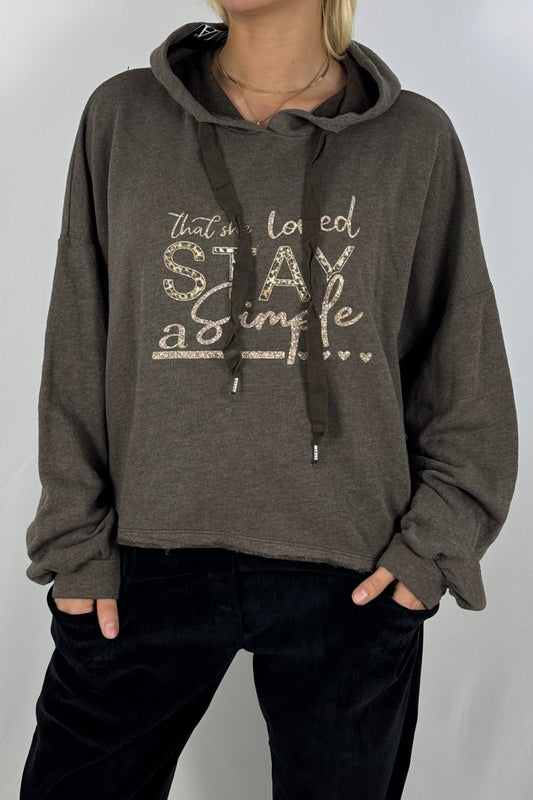 Damen Hoodie – Cropped mit Statement-Print-Schoko