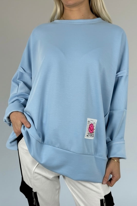 Oversize Sweatshirt mit Patch-Detail-Hellblau