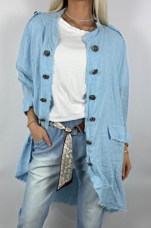 Leinenmantel „Casual Chic“ – leicht & stylisch-Hellblau