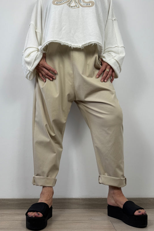 Hose mit Stretchbund und Leoparden-Gürtel