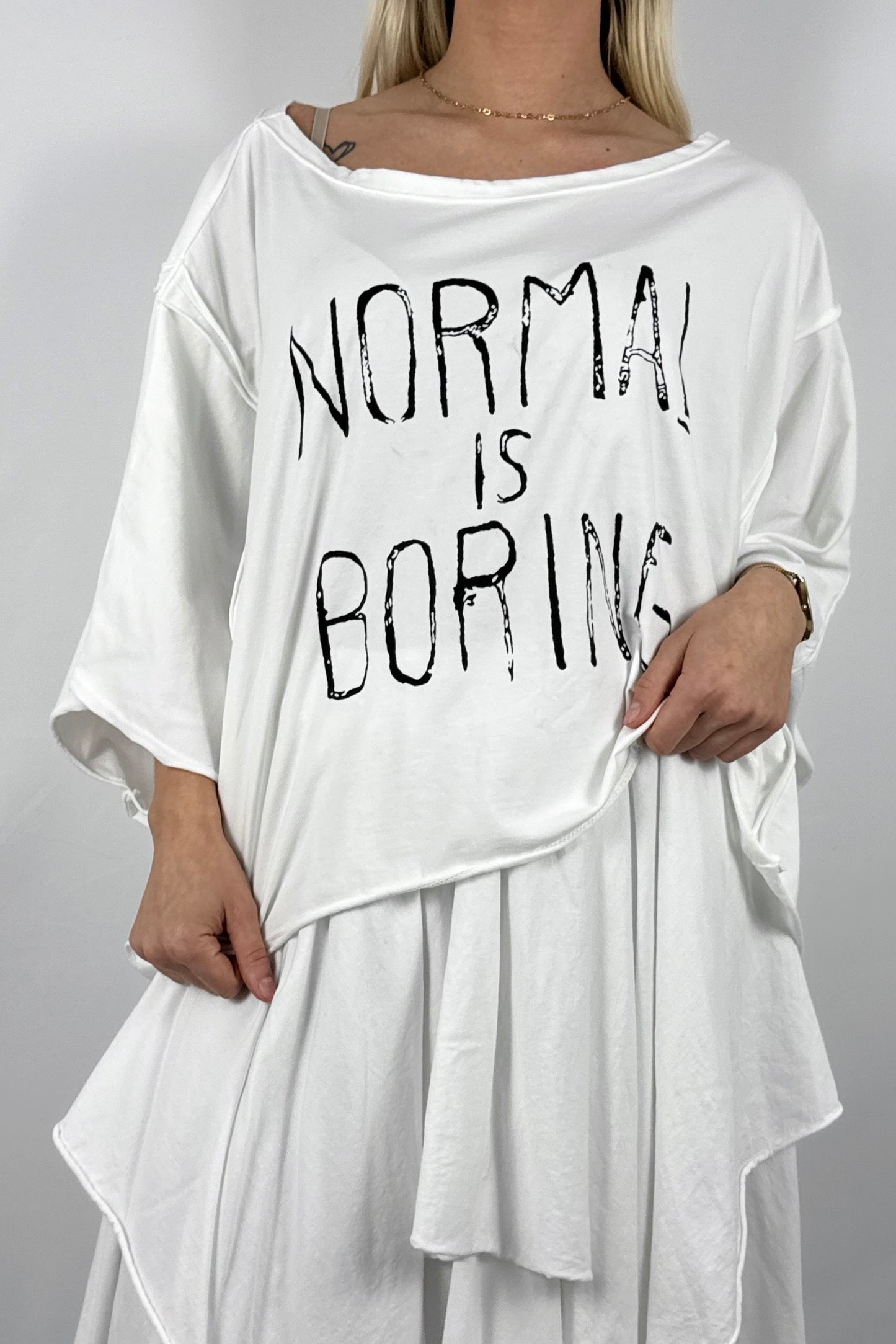Oversize Shirt mit Statement Print-Weiß
