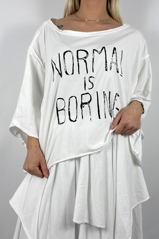 Oversize Shirt mit Statement Print-Weiß