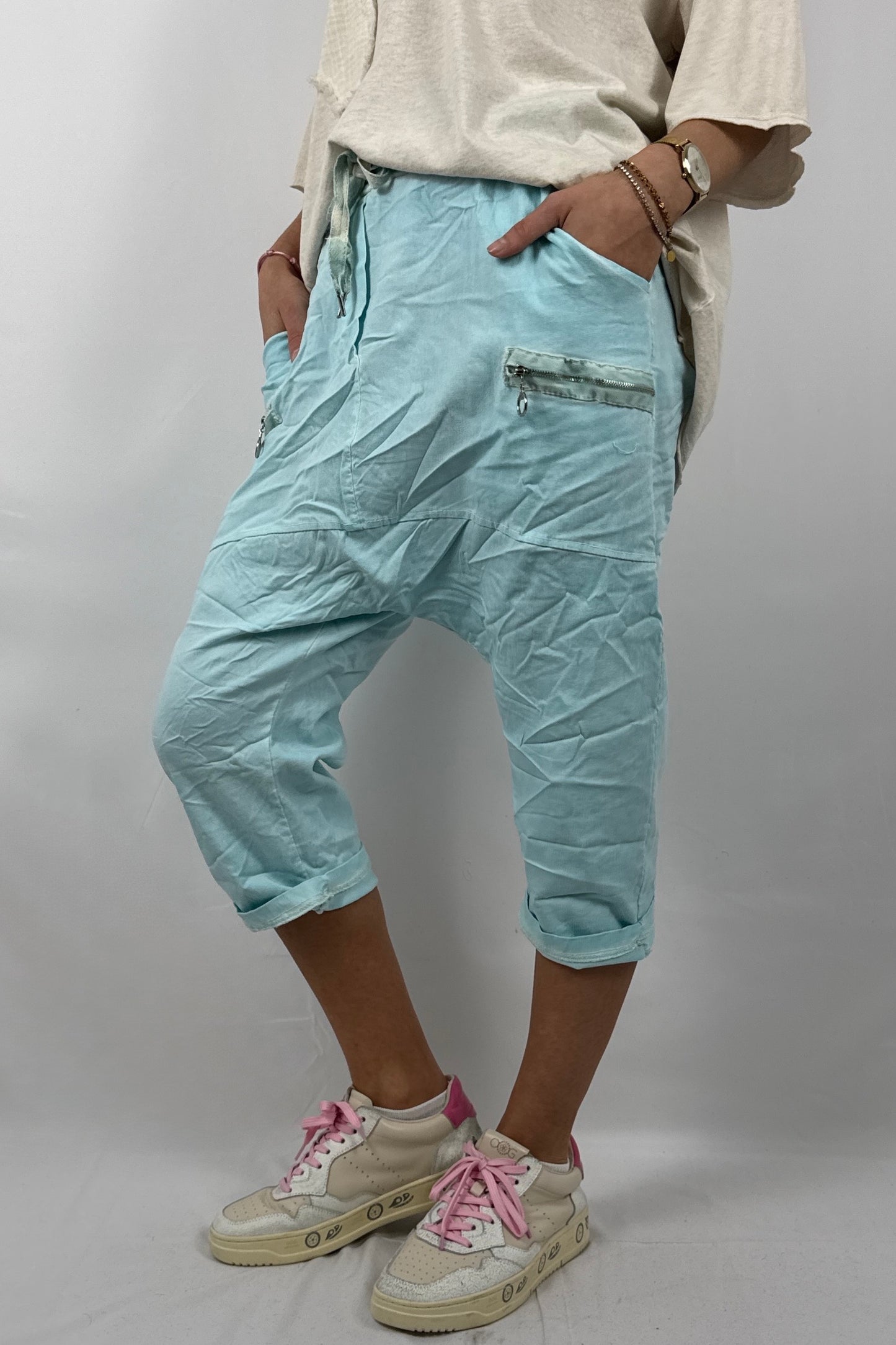 Damen Short mit Reißverschluss Details -Mint