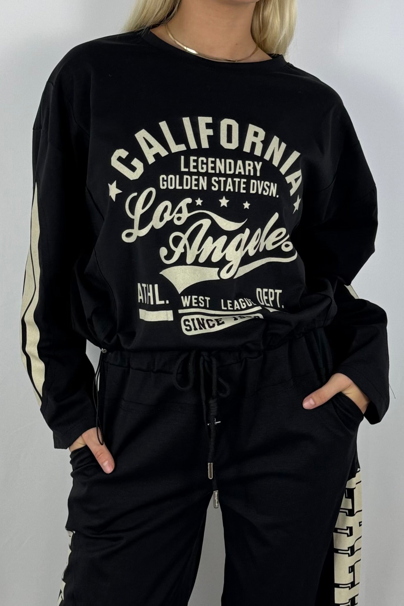 Damen Sweatshirt – California Los Angeles Print-Schwarz