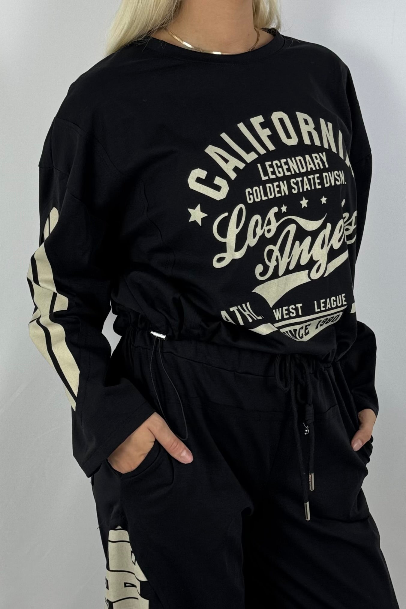 Damen Sweatshirt – California Los Angeles Print-Schwarz