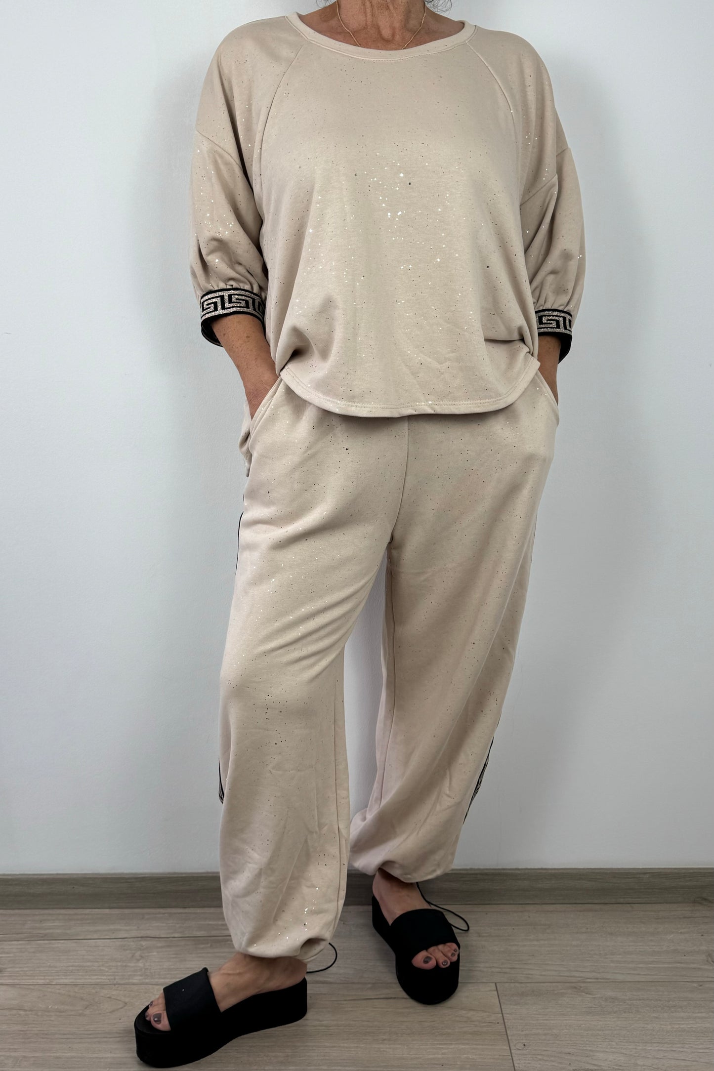 Glitzer-Jogpants für Damen – Seitenstreifen & Stretchbund