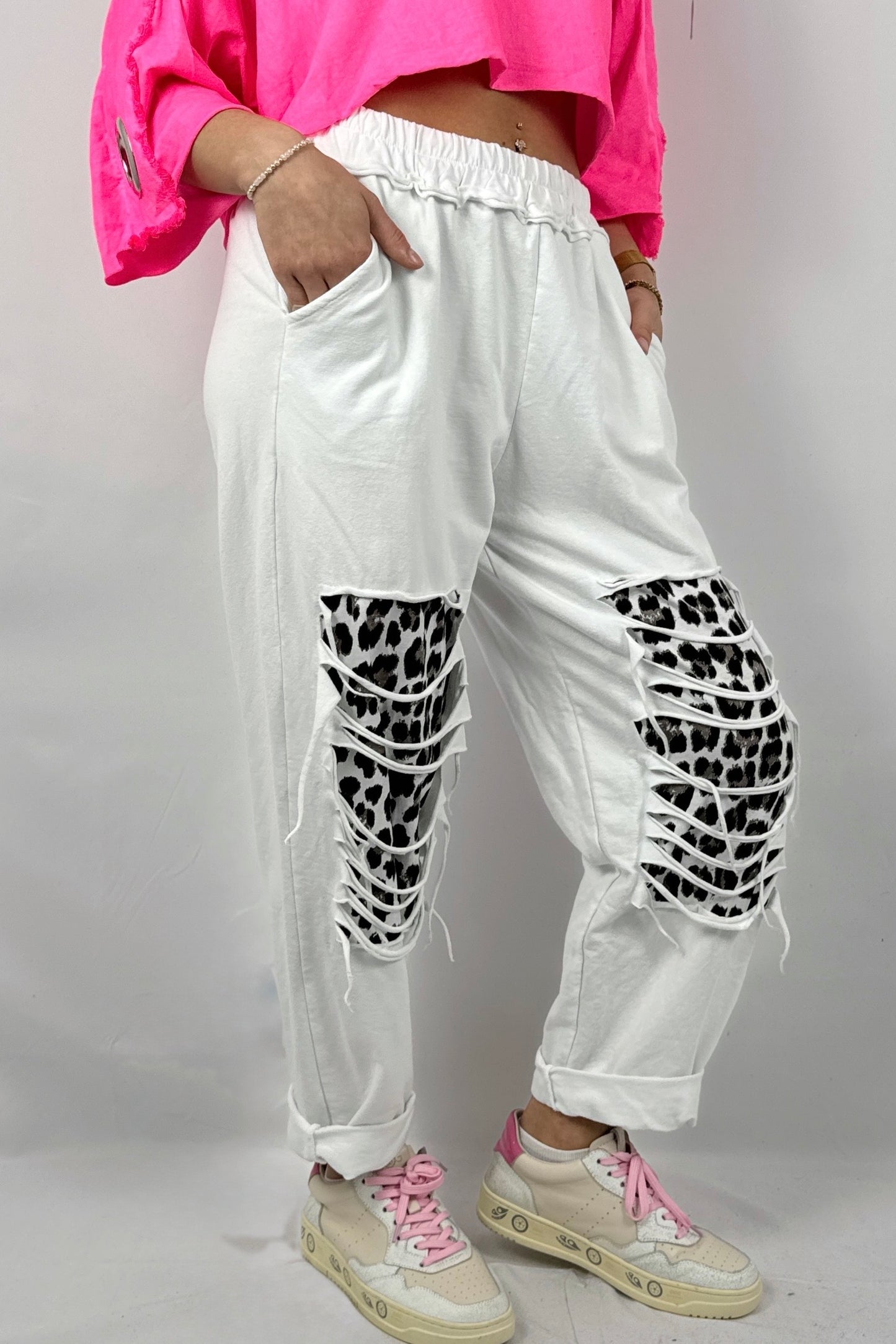 Lässige Hose mit Cut-Out Design – Moderner Streetstyle-Weiß