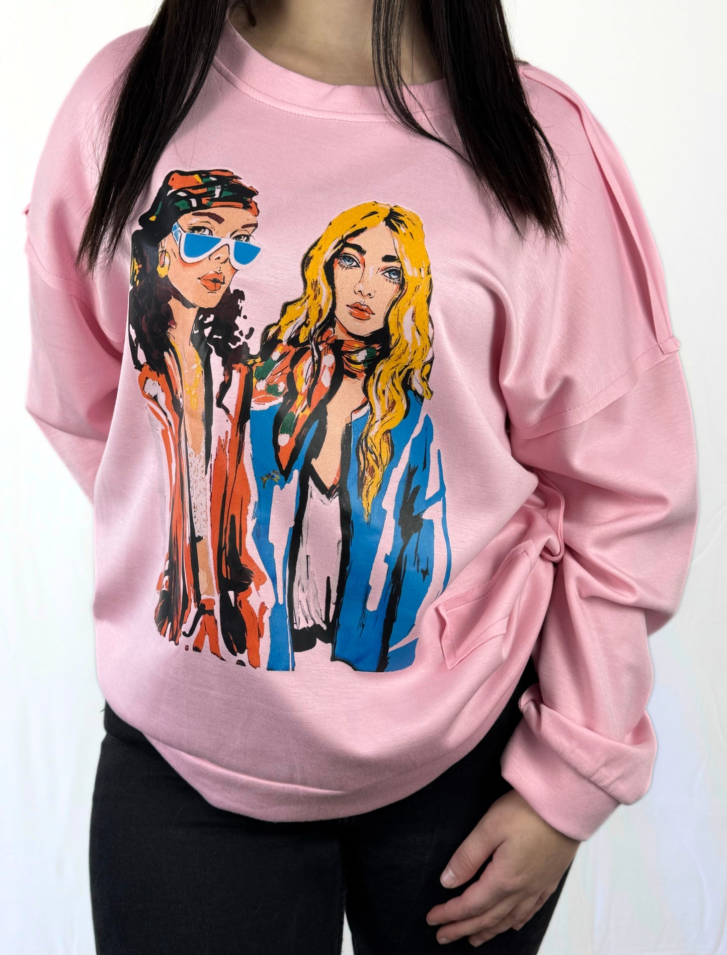 Damen-Sweatshirt mit Frontprint – Blau | Casual Look