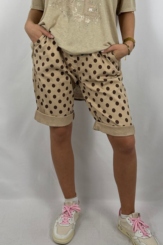 Shorts mit Punkte-Print & Gürtel-Safari