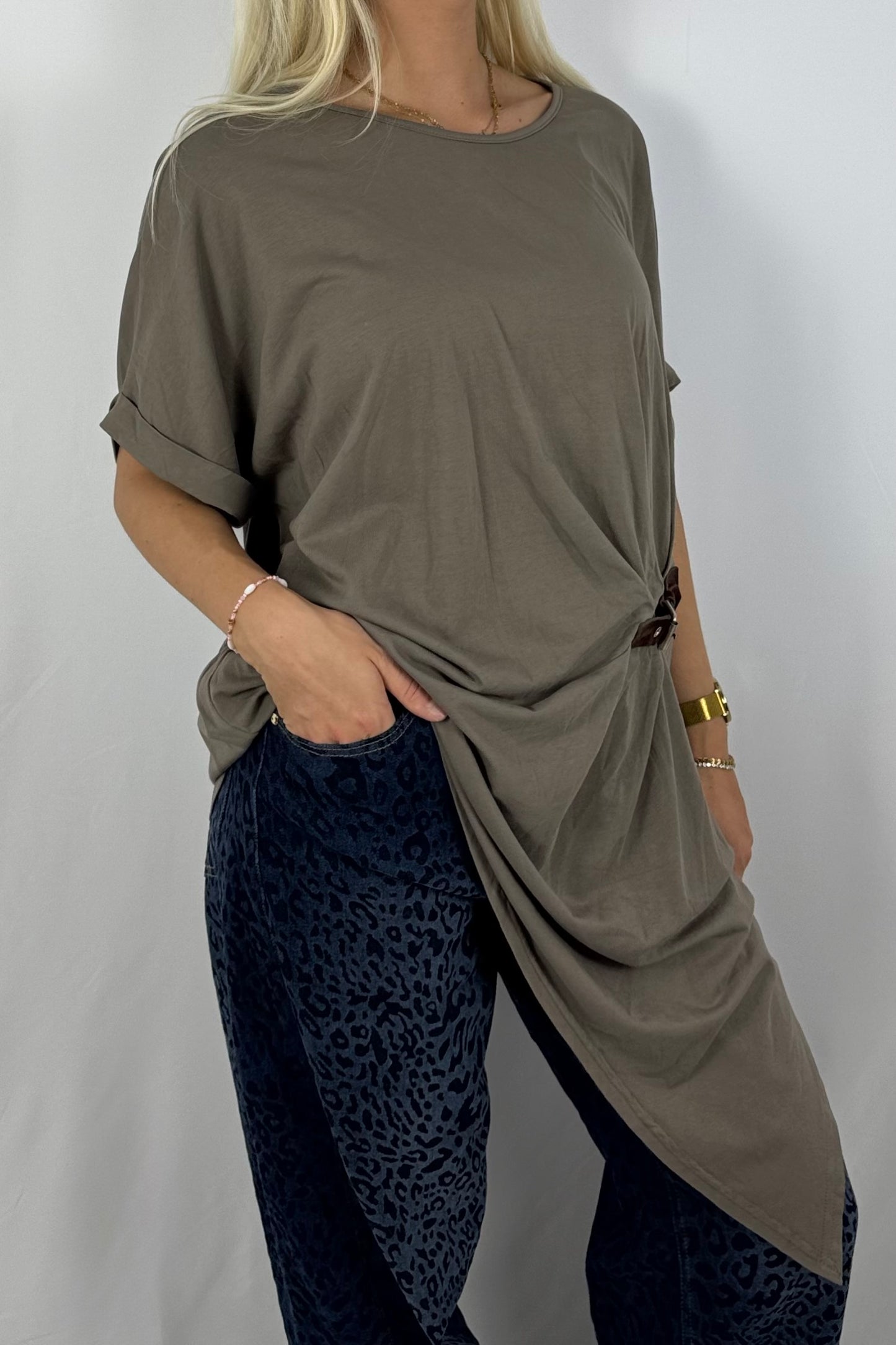 Damen Longshirt mit Schnalle – Oversize-Mud