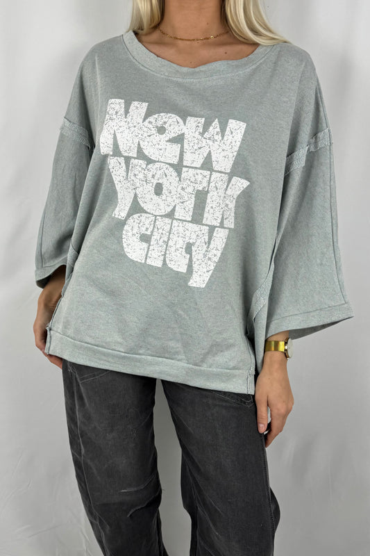 Damen Oversize Shirt „New York City“-Hellblau