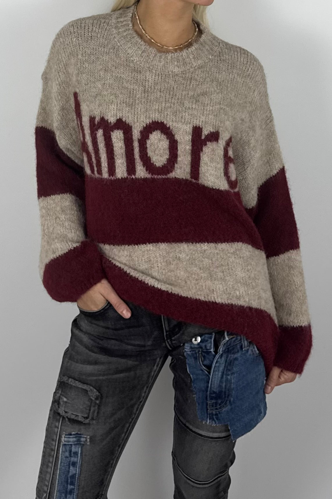 Damen Strickpullover „Amore“ –Bordeaux