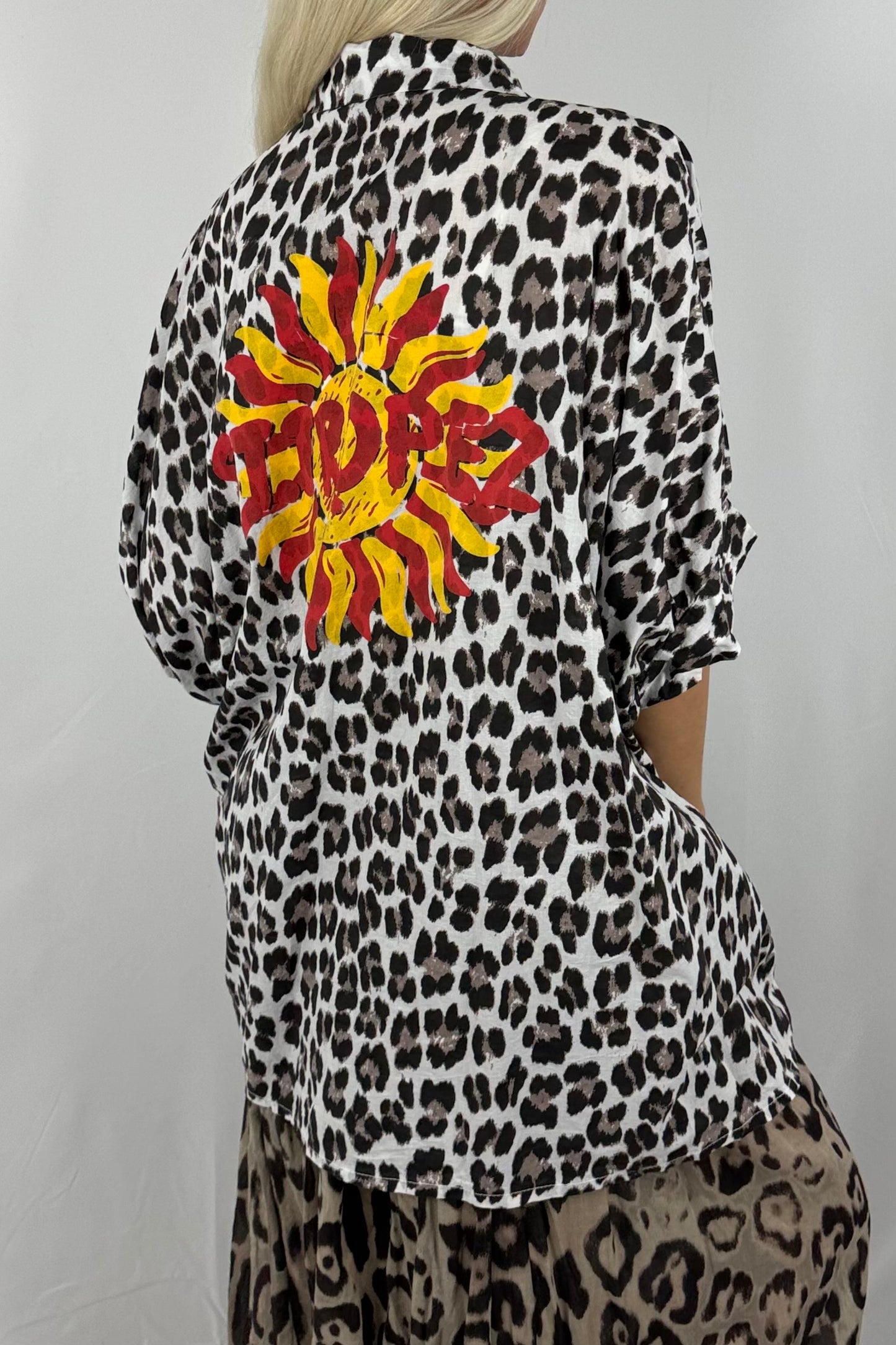 Leo-Bluse aus Baumwolle – lässiger Oversize-Look-Weiß