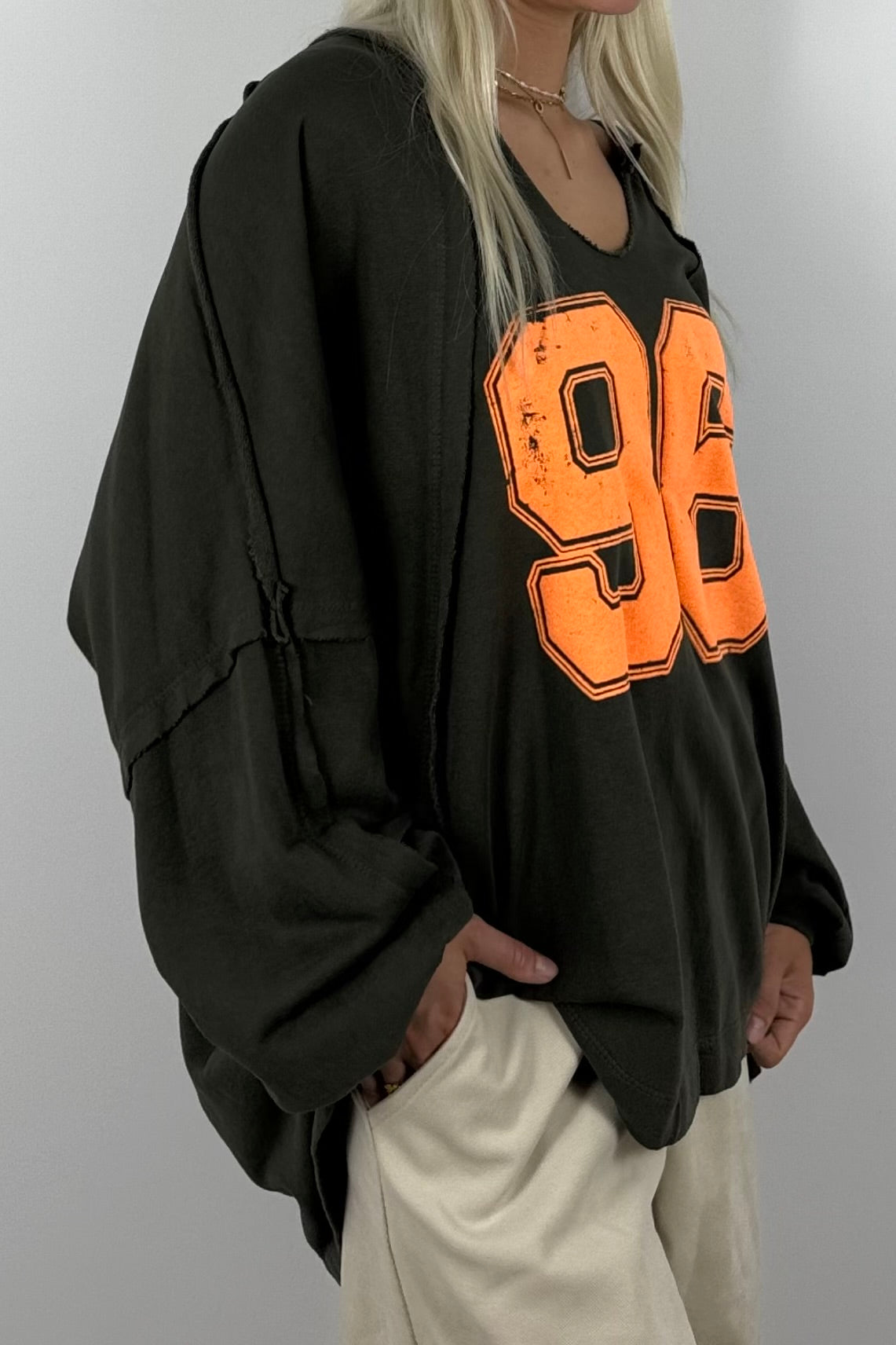 Oversize Shirt mit „96“-Statement –Khaki