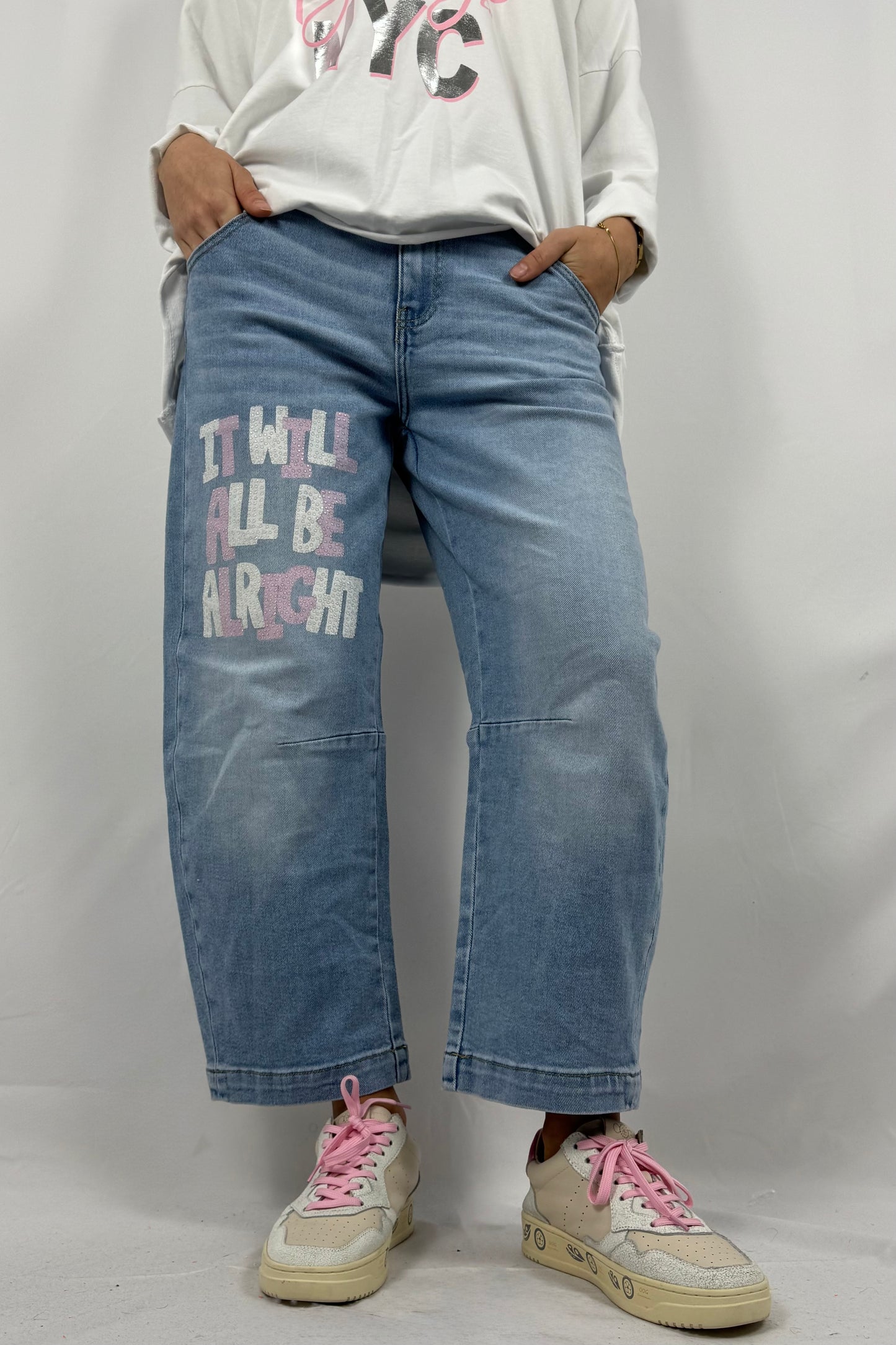 Damen Jeans mit Print IT WILL ALL BE ALRIGHT