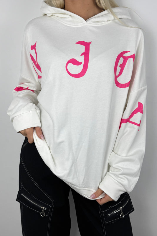 Oversize Hoodie „ENJOY“ –Weiß