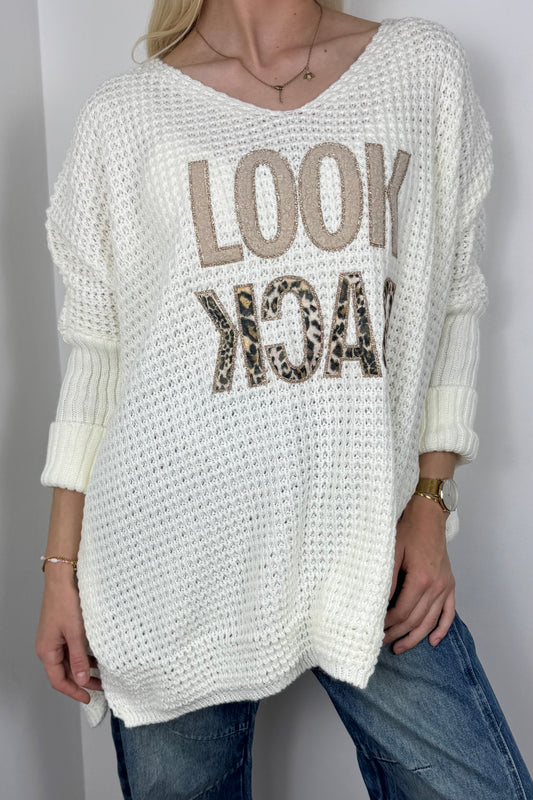Oversize Pullover mit Statement-Print-Weiß