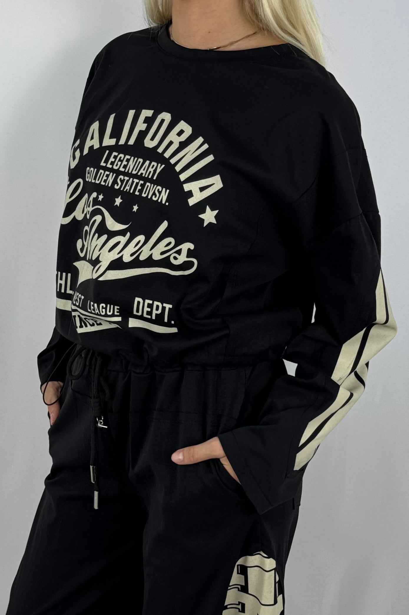 Damen Sweatshirt – California Los Angeles Print-Schwarz