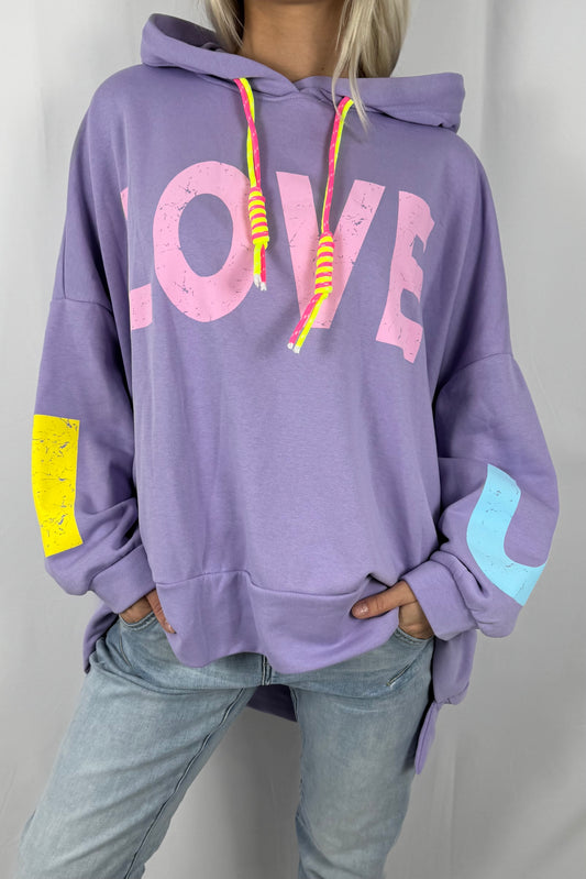 Damen Oversize Hoodie „LOVE“ –Lilla