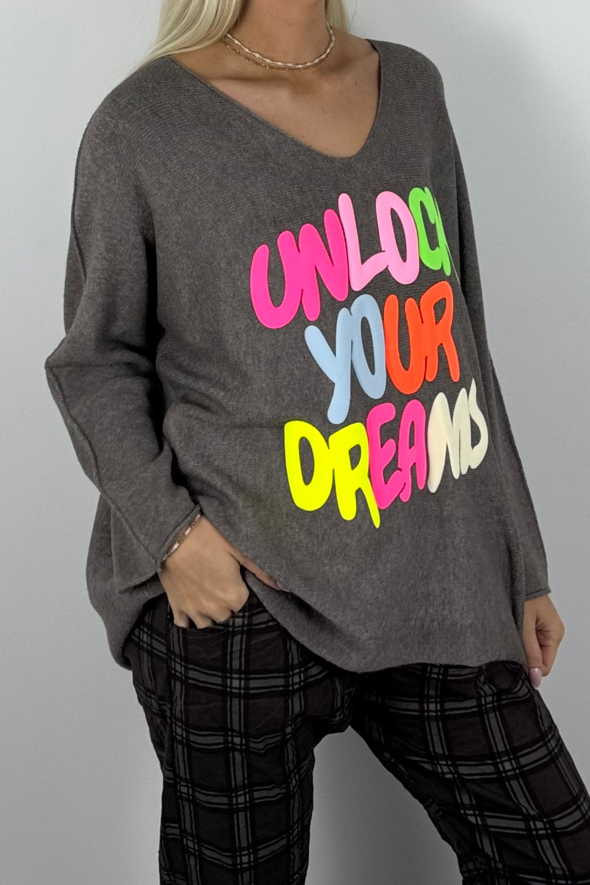 Damen Oversize-Sweatshirt mit Statement-Print-Mud