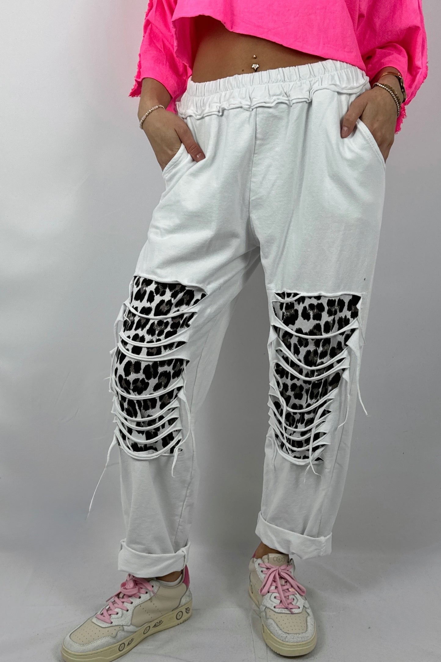 Lässige Hose mit Cut-Out Design – Moderner Streetstyle-Weiß