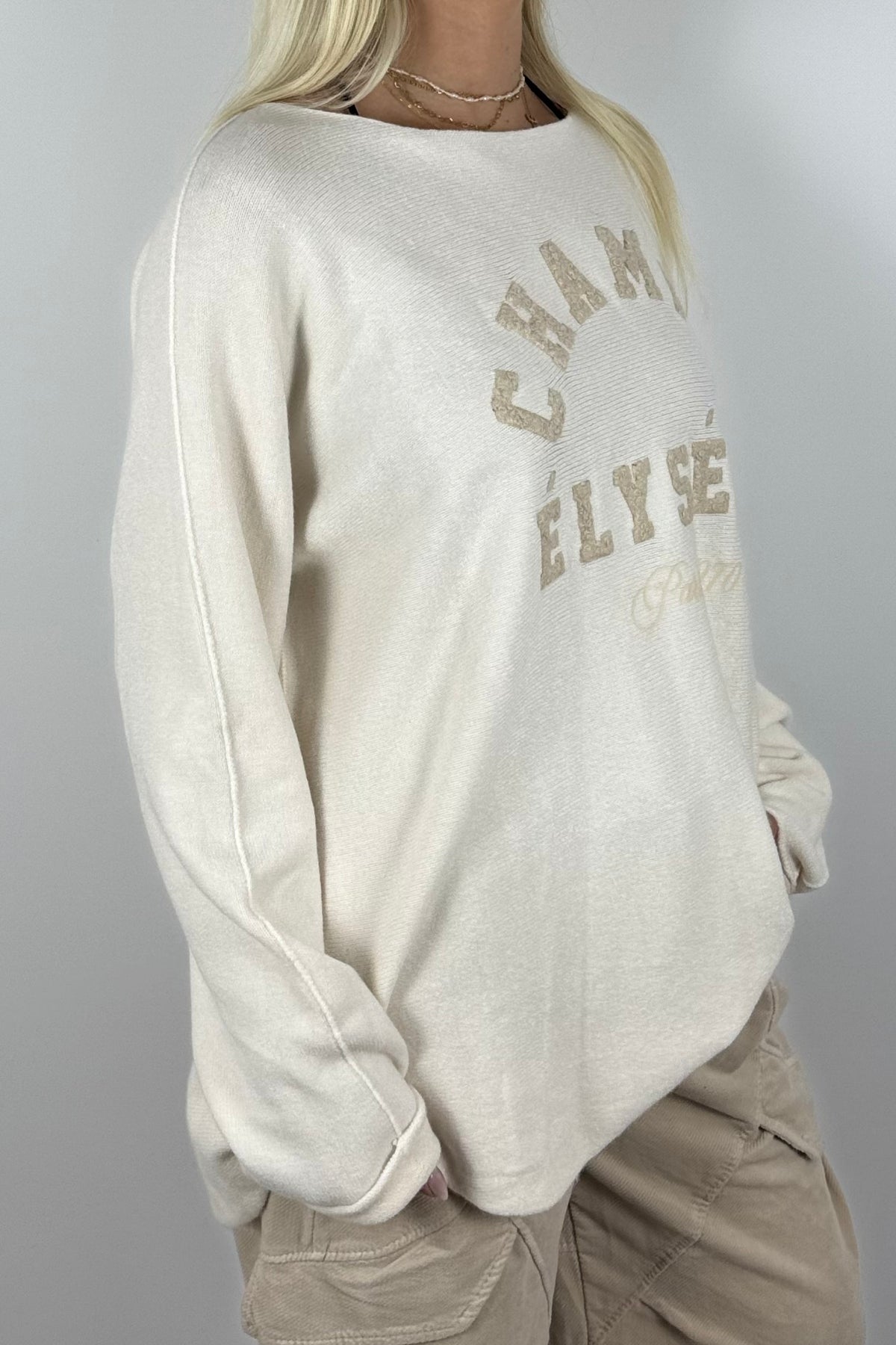 CHAMPS ÉLYSÉES Sweatshirt / Feinstrick-Pullover-Cream weiß