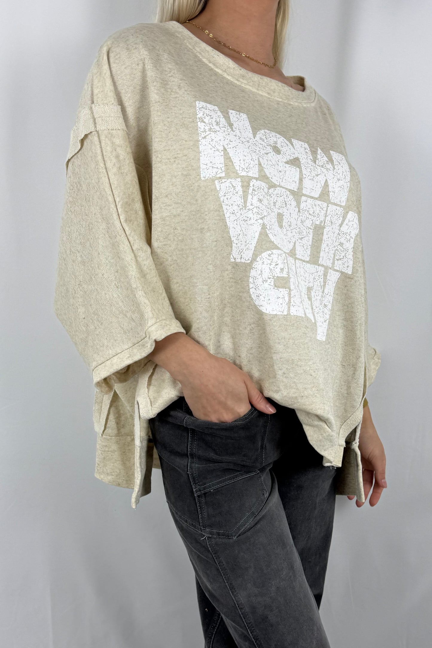 Damen Oversize Shirt „New York City“-Butter