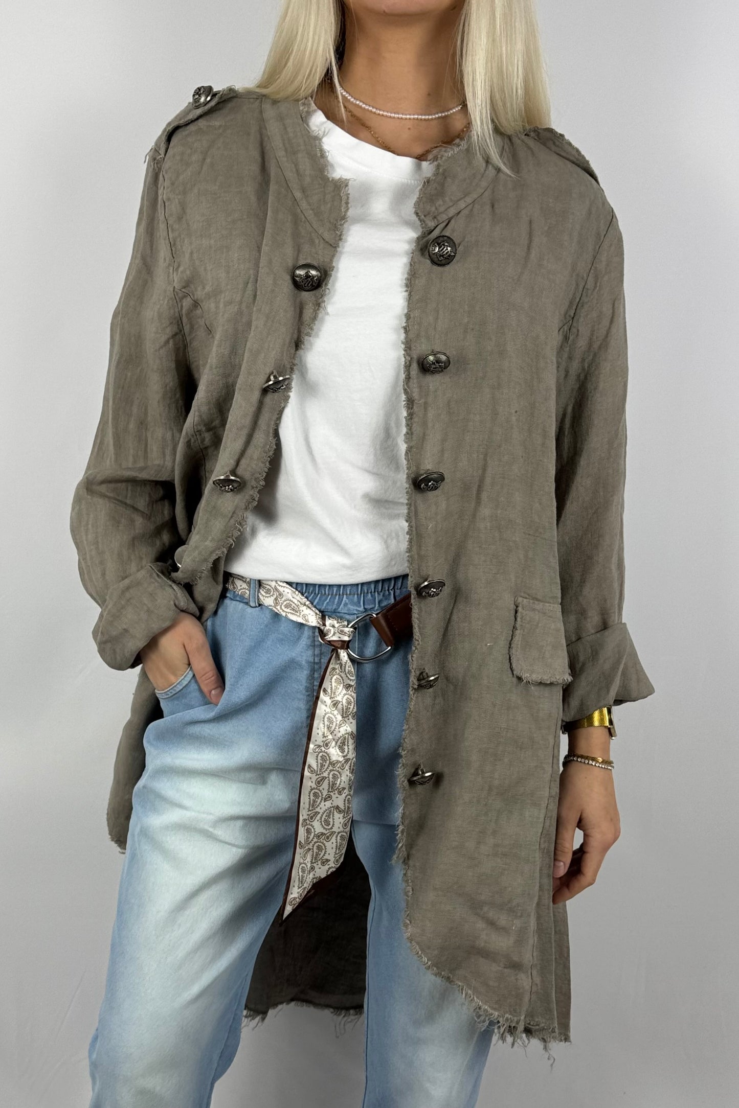 Leinenmantel „Casual Chic“ – leicht & stylisch-Mud