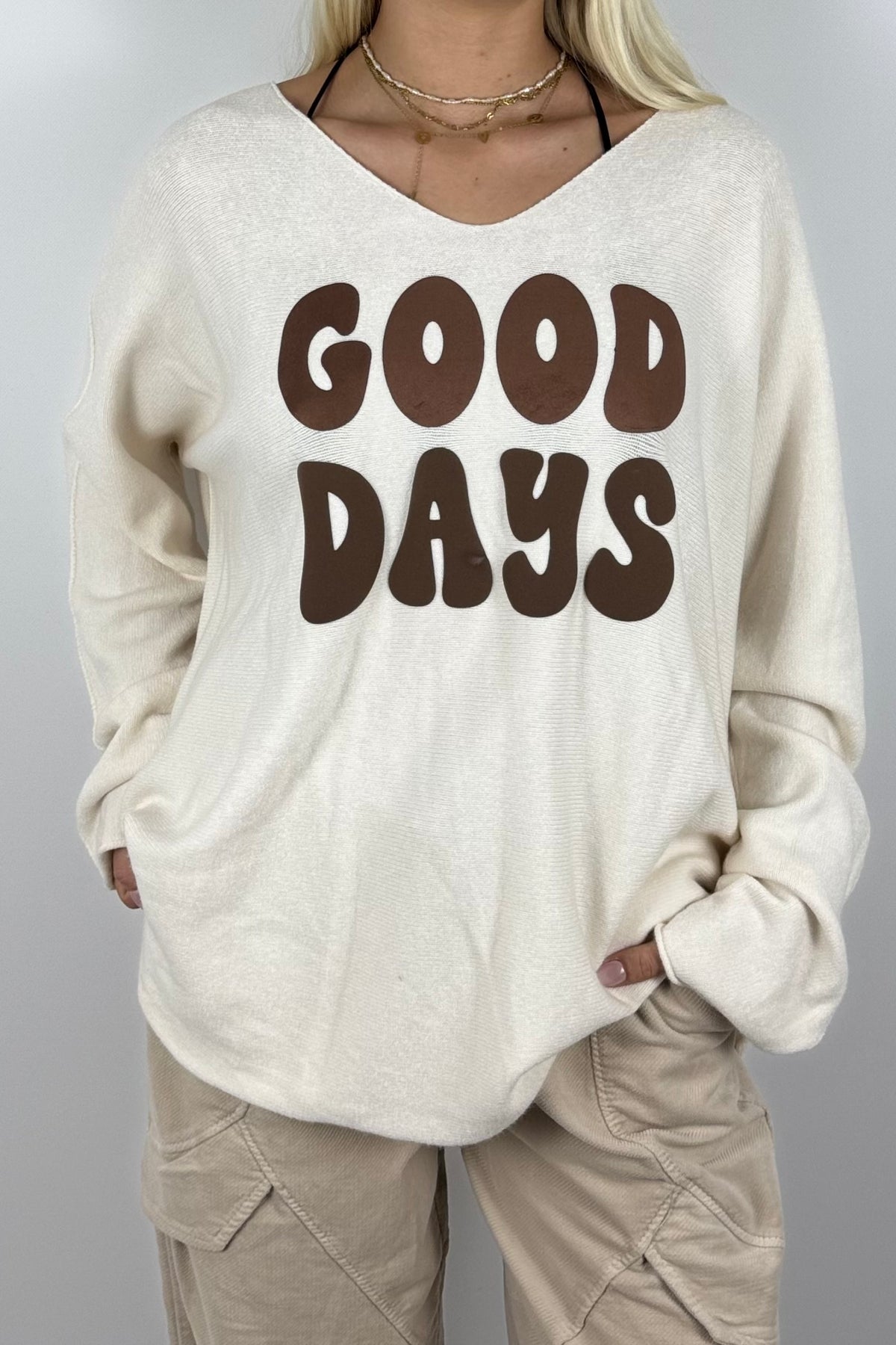 GOOD DAYS Shirt / Feinstrick-Pullover- Weiß