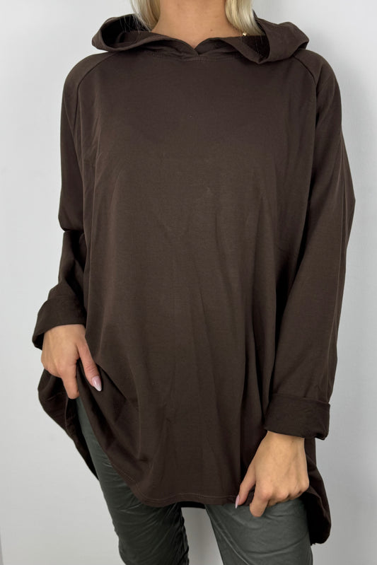 Oversize Hoodie mit Art-Print Rückseite –Choco